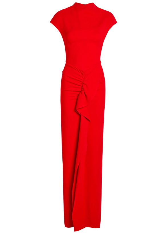 Photo: Tove Beth Ruffled Crepe Maxi Dress Red