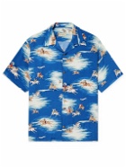 KAPITAL - Convertible-Collar Printed Crepe Shirt - Blue