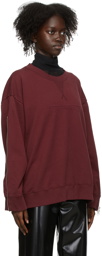 MM6 Maison Margiela Burgundy Short Sleeve Full-Zip Sweatshirt