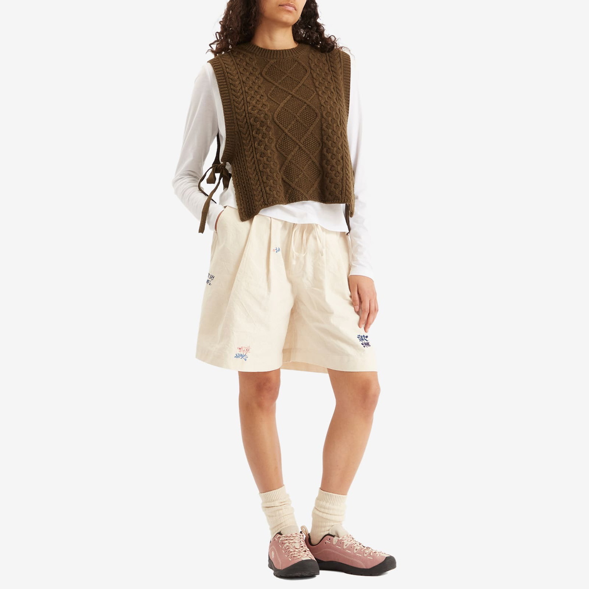 Story mfg. Women's Bridge Shorts in Ecru Interrupted