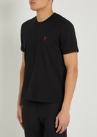 Ami Paris Logo-embroidered Cotton T-shirt Black