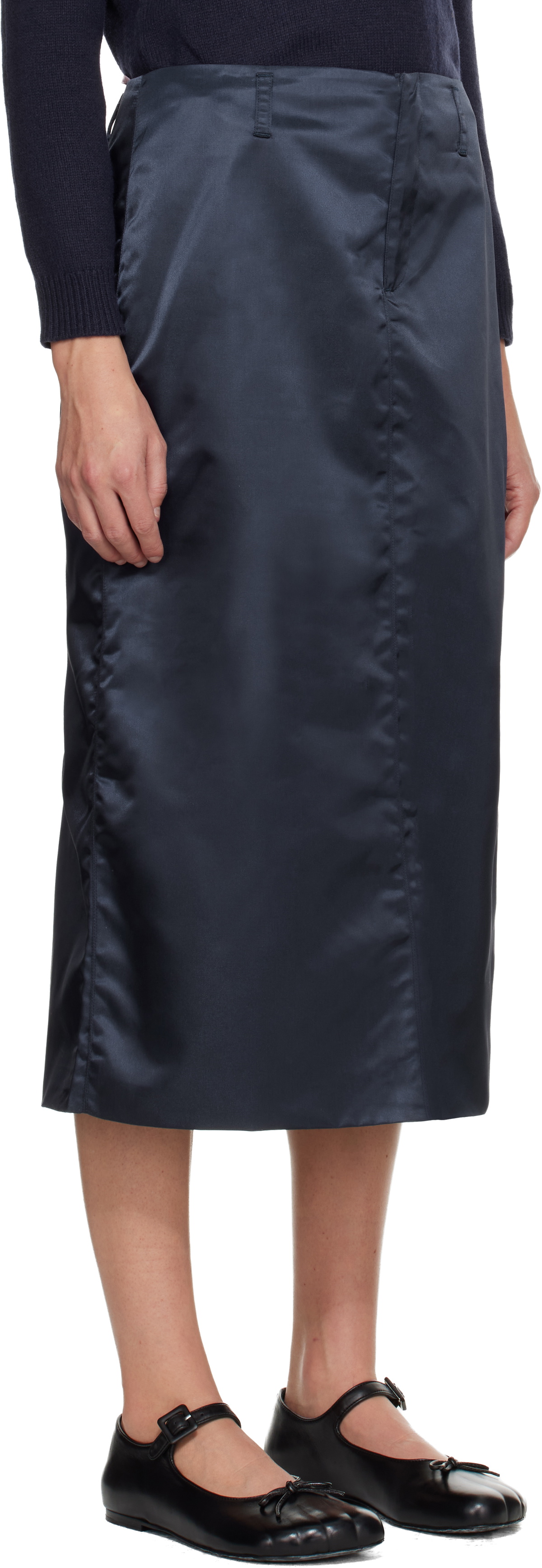 Sandy Liang Navy Ravenna Midi Skirt