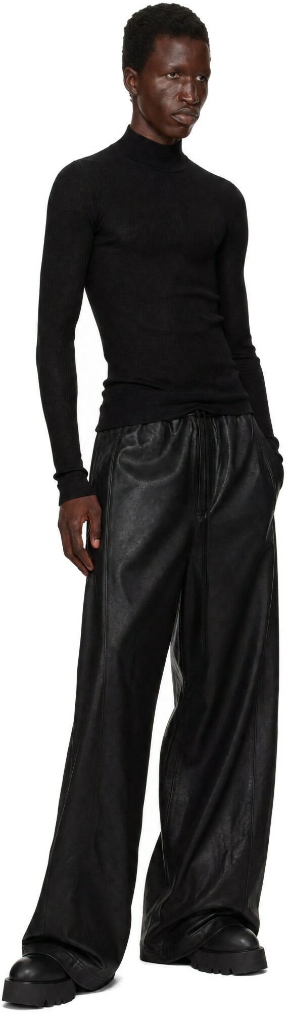Julius Black Cotton Coated Sweatpants