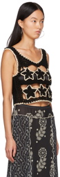 Anna Sui Black Knit Star Vest