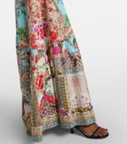 Camilla Embellished floral cotton poplin maxi skirt