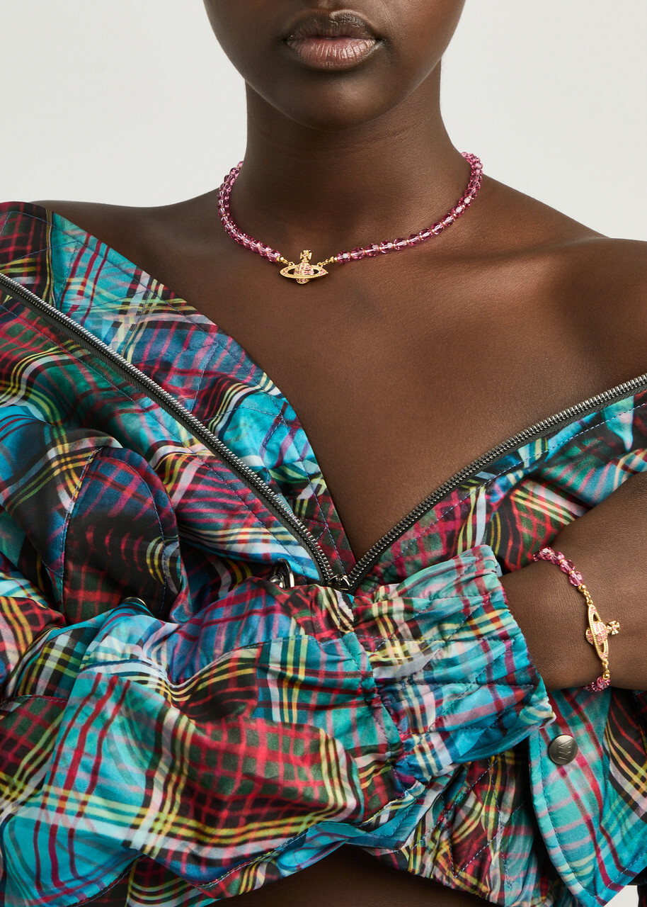 Vivienne Westwood Messaline orb Beaded Choker - Pink - One Size