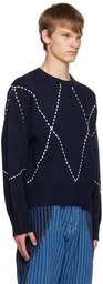 Kenzo Navy Kenzo Paris Sashiko Stitch Sweater