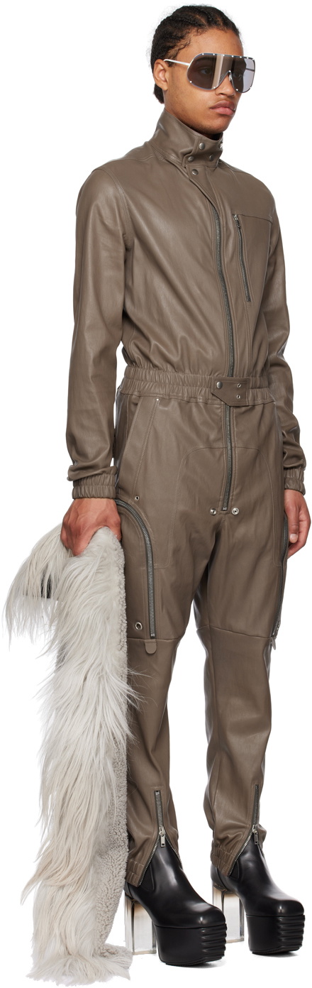 Rick Owens Taupe Bauhaus Leather Jumpsuit Rick Owens