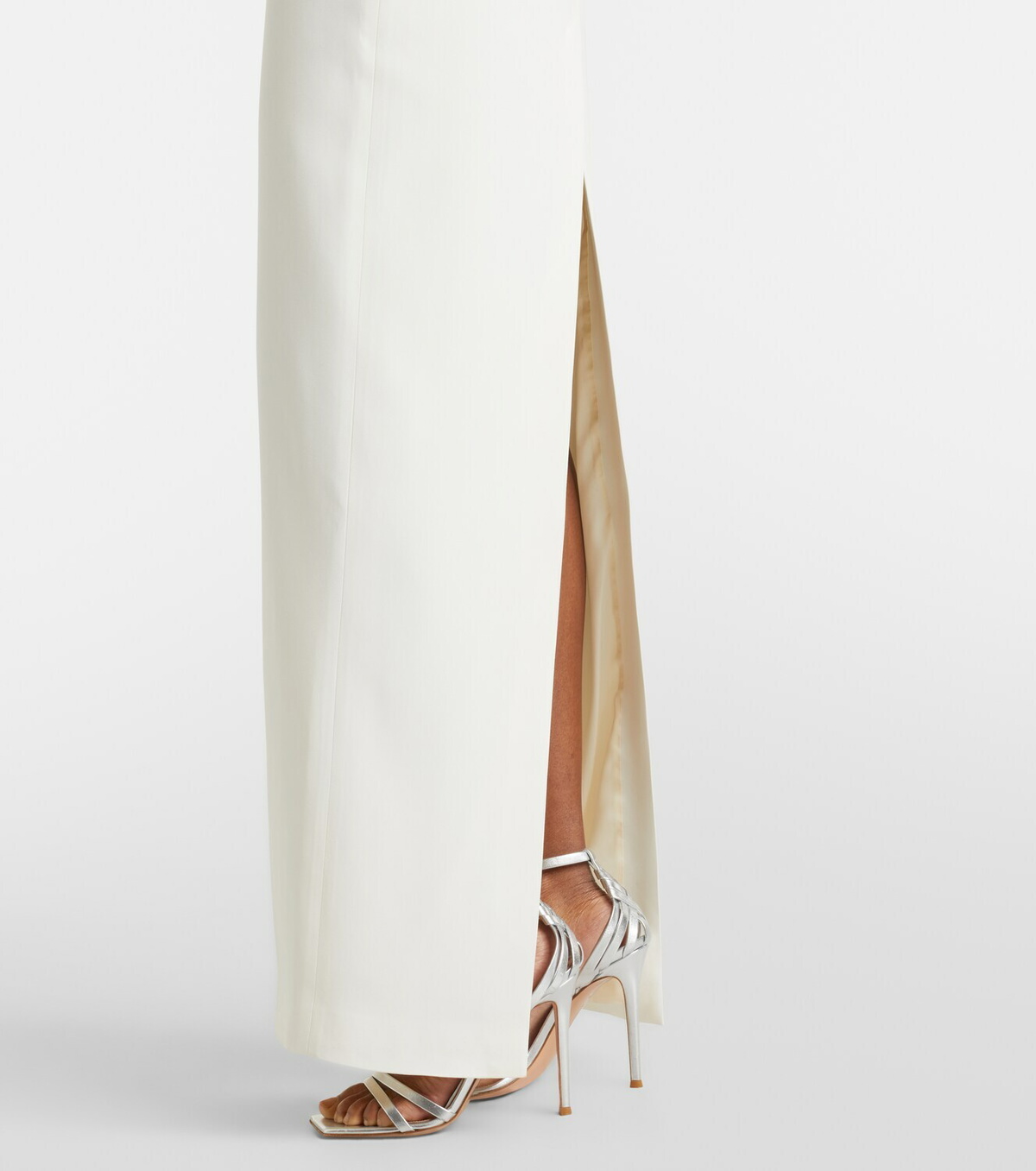 Alessandra Rich Bow-detail lace-trimmed cady gown