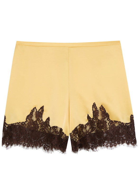 Photo: Reformation Fern Lace-trim Satin Shorts Cream