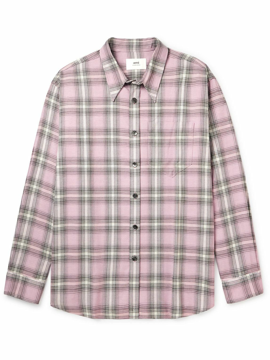 AMI PARIS - Checked Flannel Shirt - Pink AMI