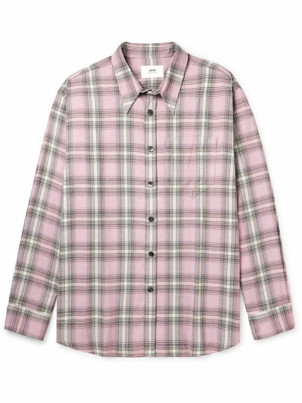 Photo: AMI PARIS - Checked Flannel Shirt - Pink