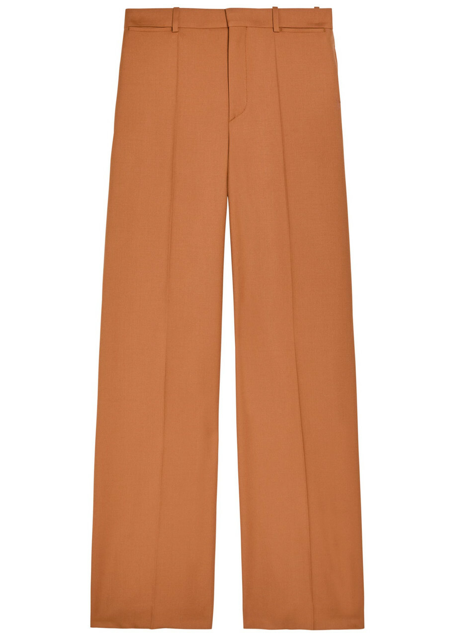 Chloe Flared-leg Wool Trousers Tan