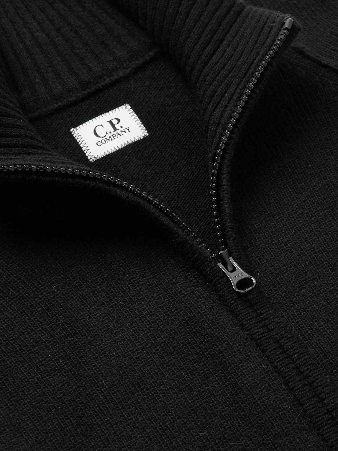 C.P. Company - Logo-Appliquéd Ribbed Wool-Blend Zip-Up Cardigan