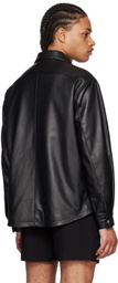 Second/Layer Black Press-Stud Leather Jacket