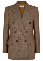 Chloe Checked Double-breasted Wool Blazer Brown
