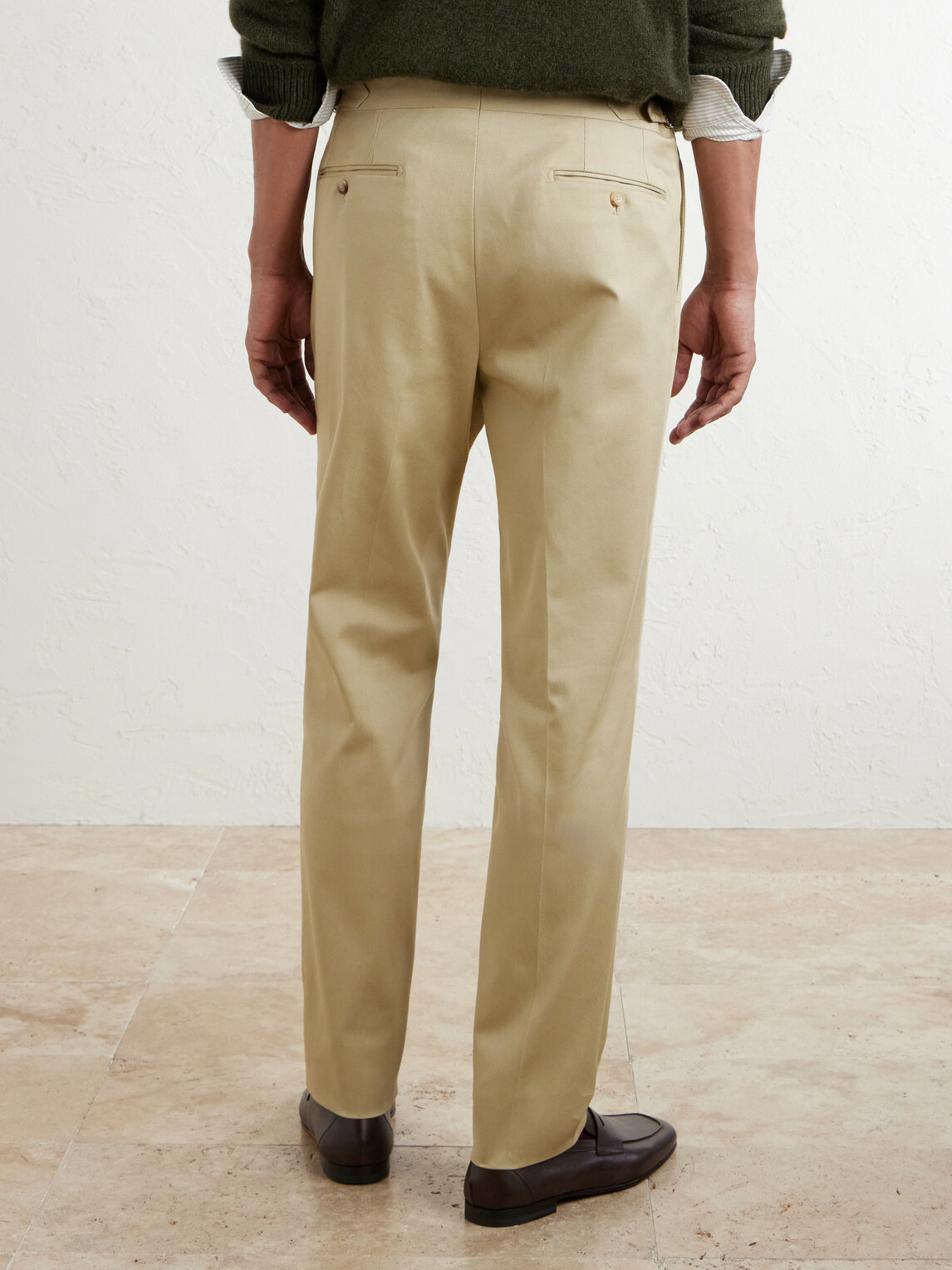De Petrillo - Straight-Leg Cotton-Blend Twill Trousers - Neutrals
