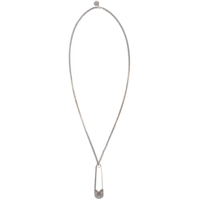 Photo: Alexander McQueen Silver Oversized Safety Pin Necklace