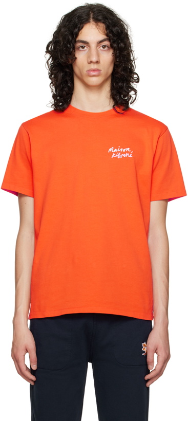 Photo: Maison Kitsuné Orange Mini Handwriting T-Shirt