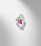 Yeprem 18kt white gold (750/1000) single clip-on earring with ruby and diamonds