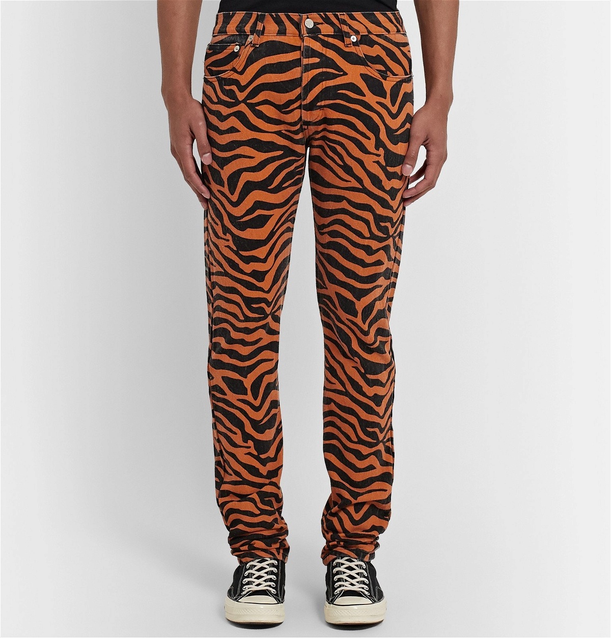 Noon Goons - Suburbia Skinny-Fit Tiger-Print Denim Jeans - Orange Noon Goons