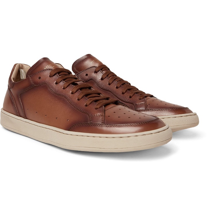 Photo: OFFICINE CREATIVE - Kareem Lux Perforated Leather Sneakers - Brown