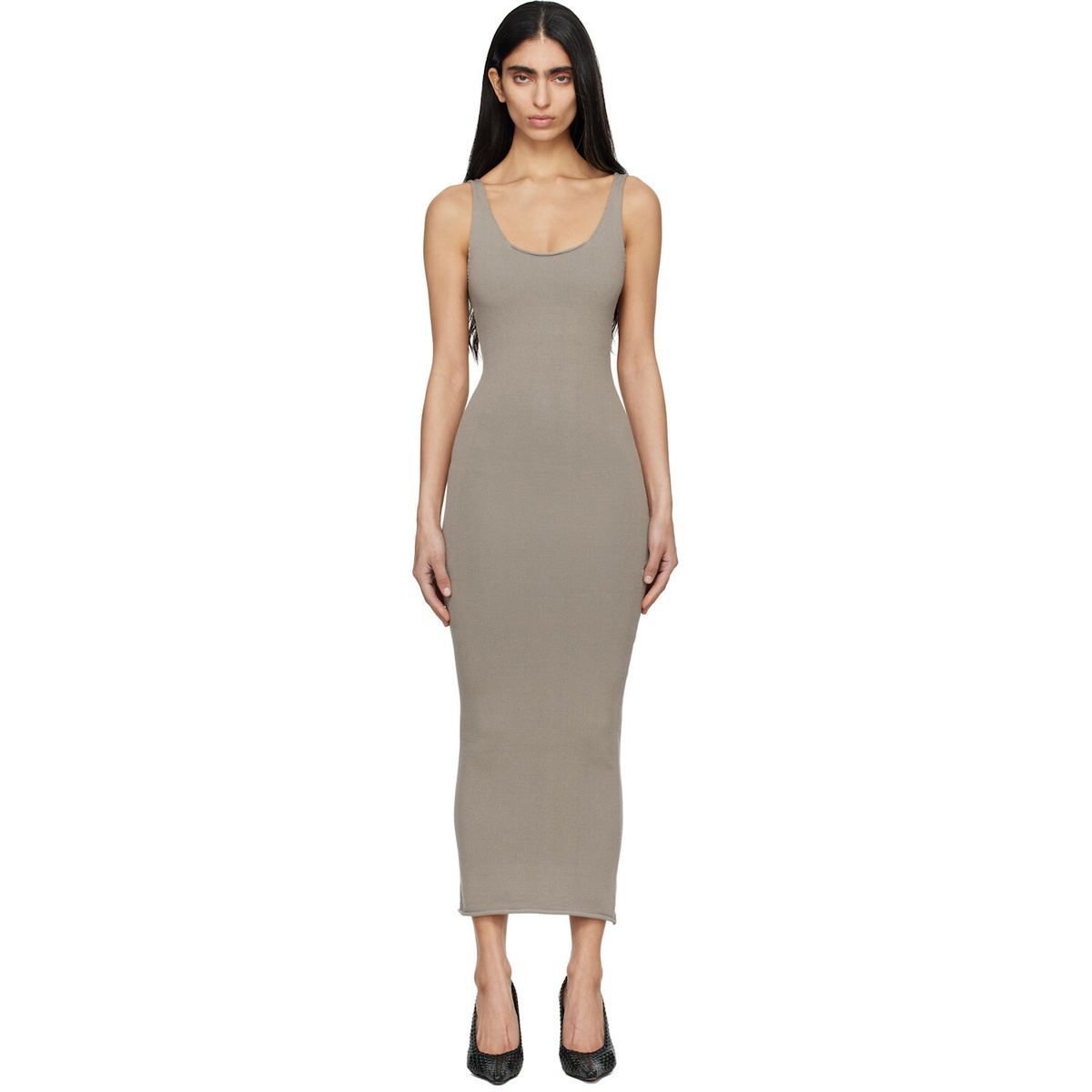 Entire Studios Gray Raw Knit Midi Dress