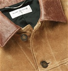 Saint Laurent - Leather-Trimmed Suede Trucker Jacket - Camel