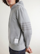 Thom Browne - Logo-Appliquéd Striped Cotton-Jersey Hoodie - Gray