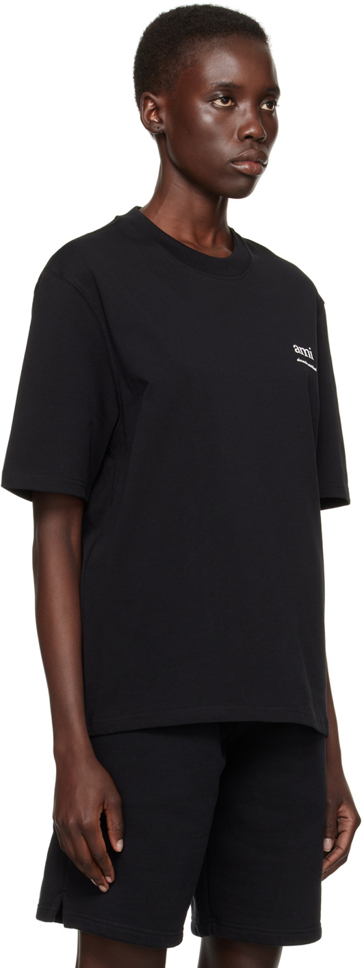 AMI Paris Black Dropped Shoulder T-Shirt AMI