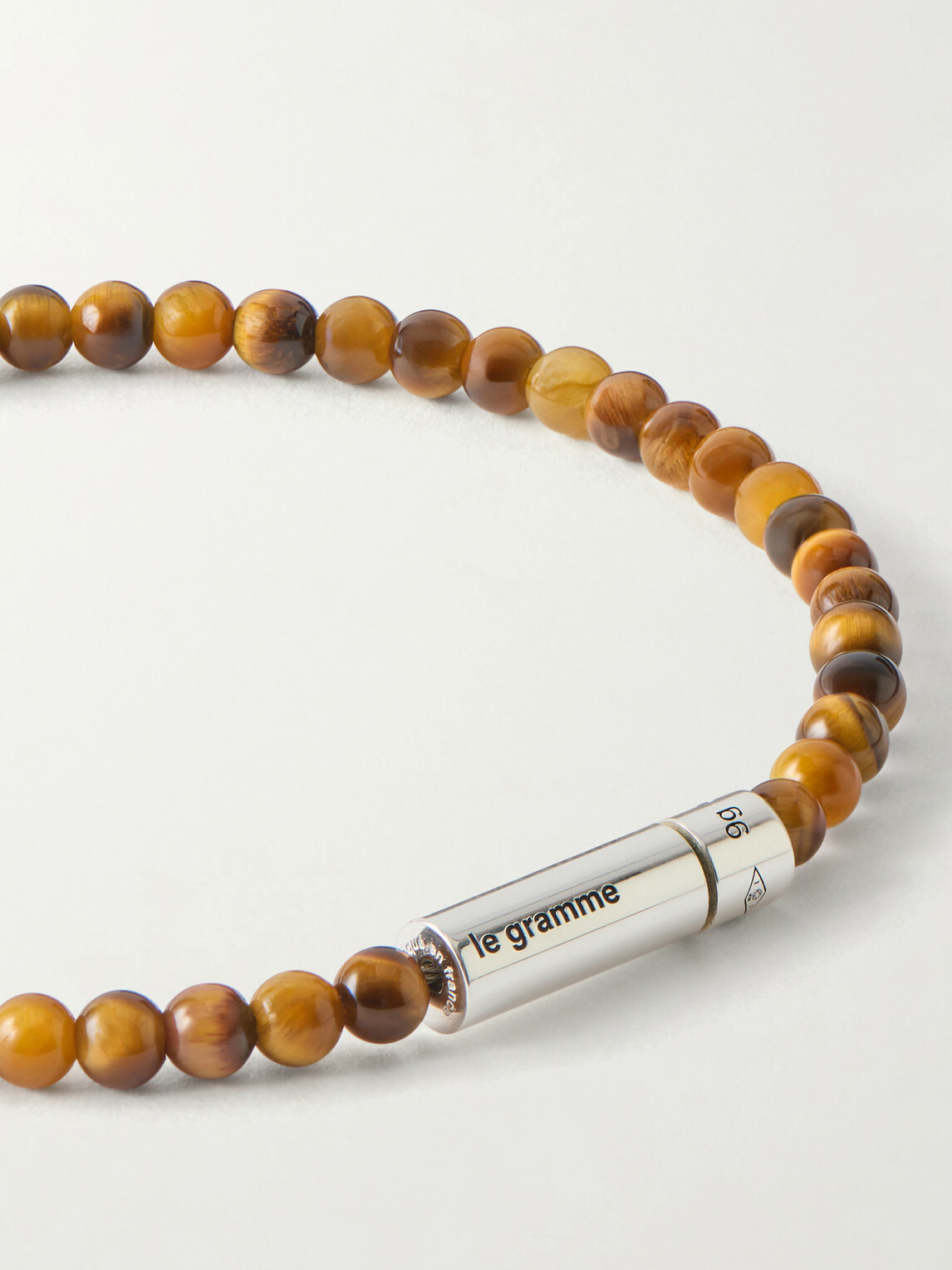 Le Gramme - 11g Sterling Silver and Tiger Eye Beaded Bracelet - Brown