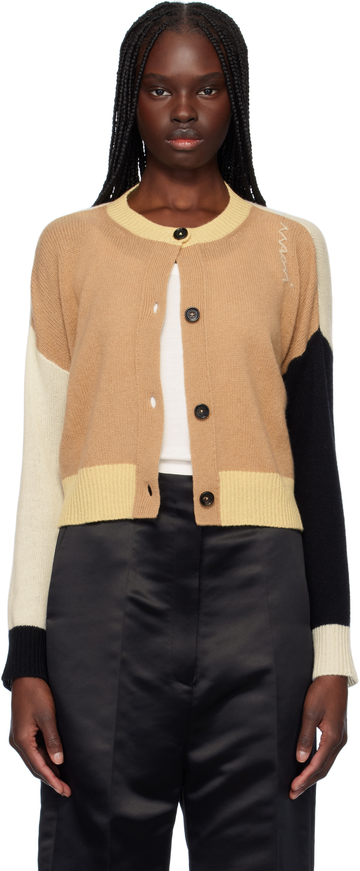 Marni Multicolor Crewneck Cashmere Cardigan