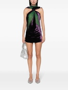 Masha Popova Green Whisker Velvet Mini Dress