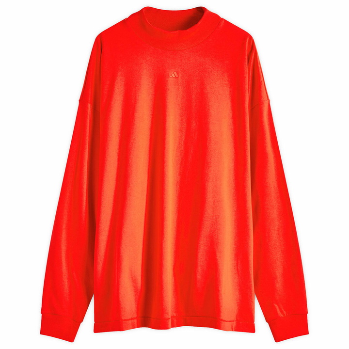 Photo: Adidas Men's Basketball Long-Sleeve T-Shirt in Red/Black
