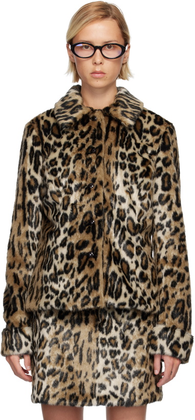 Photo: Anna Sui Beige & Black Leopard Faux-Fur Jacket