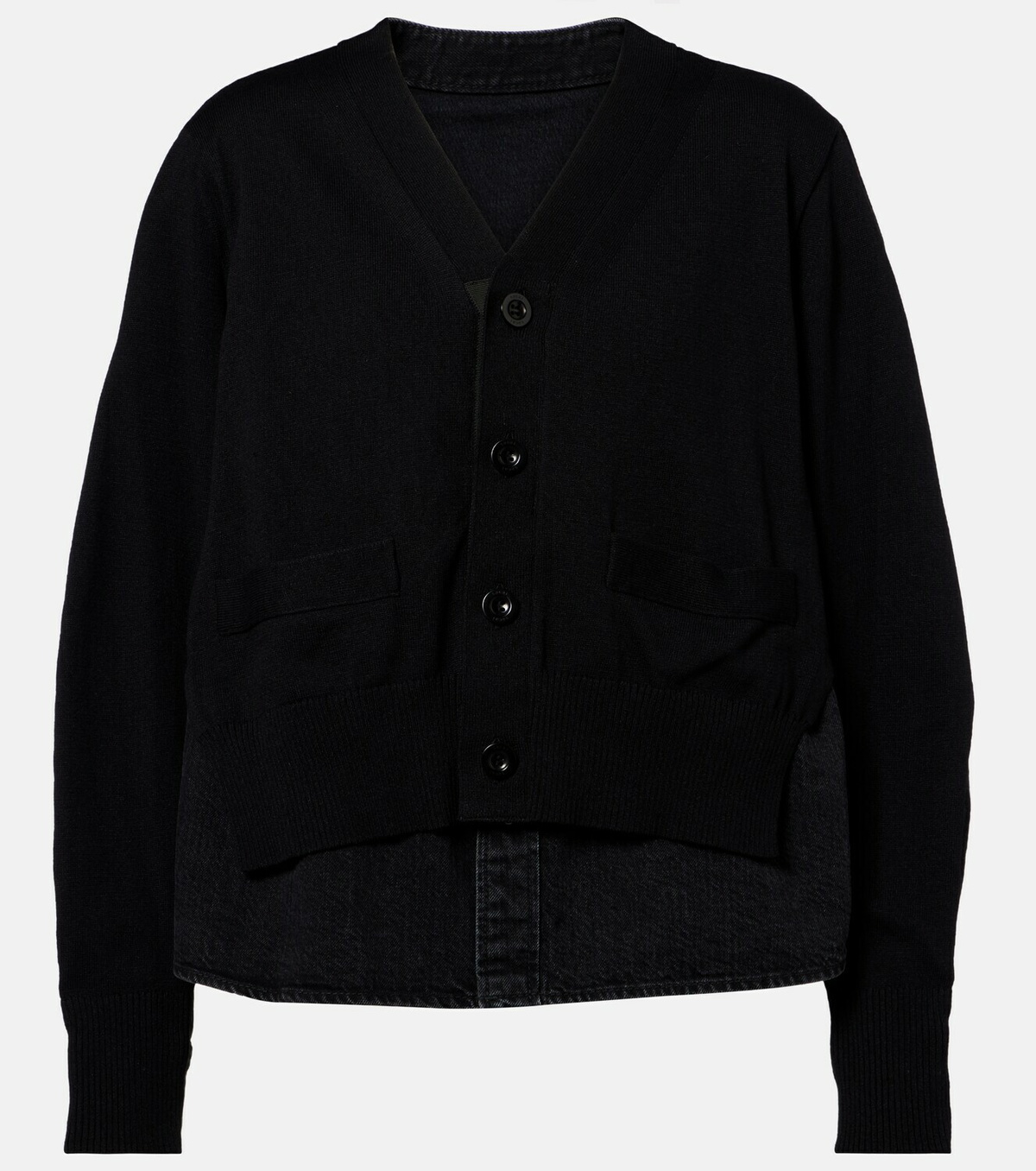 Sacai Paneled cotton-blend cardigan