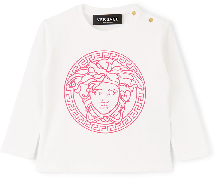 Photo: Versace Baby White & Pink Medusa Long Sleeve T-Shirt