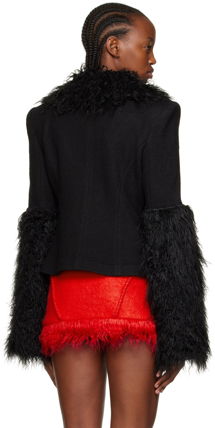 DIDU Black Patchwork Faux Fur Jacket Didu