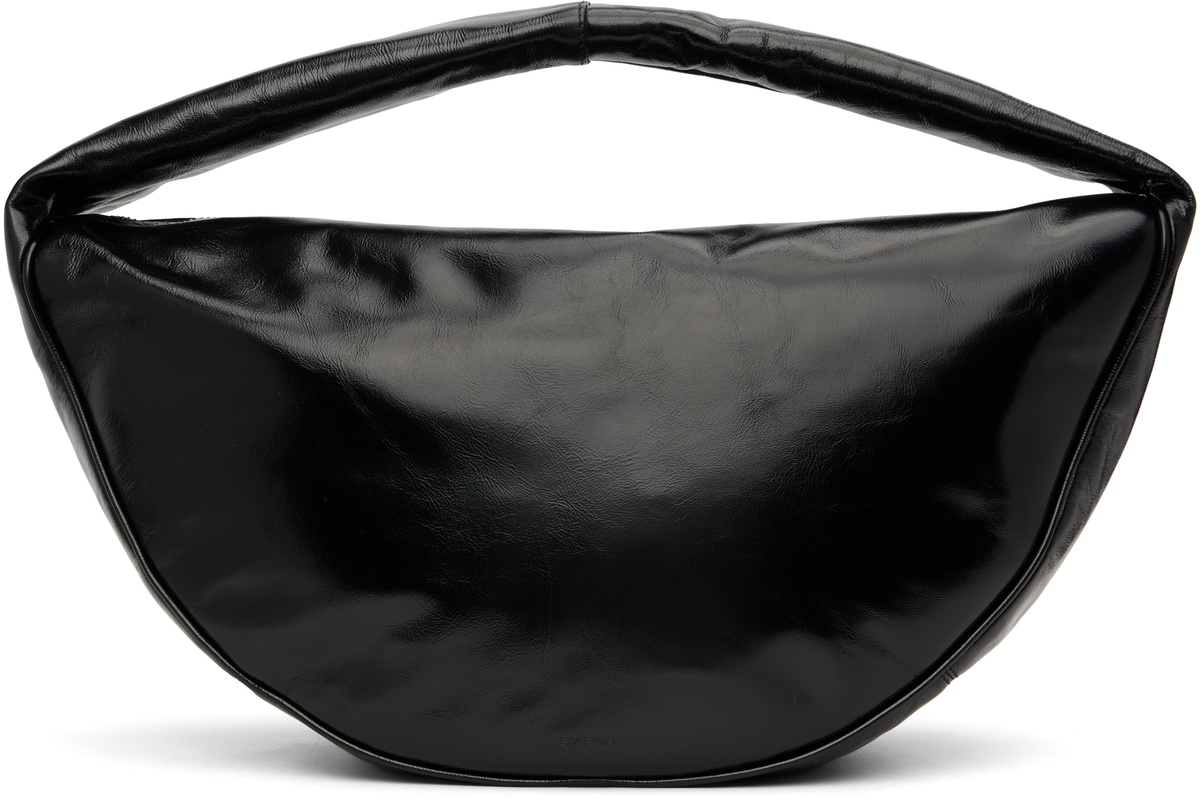 BY FAR Black Maxi Cush Creased Leather Shoulder Bag