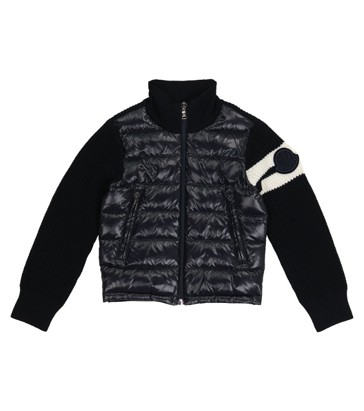 Photo: Moncler Enfant - Quilted down and wool-blend cardigan