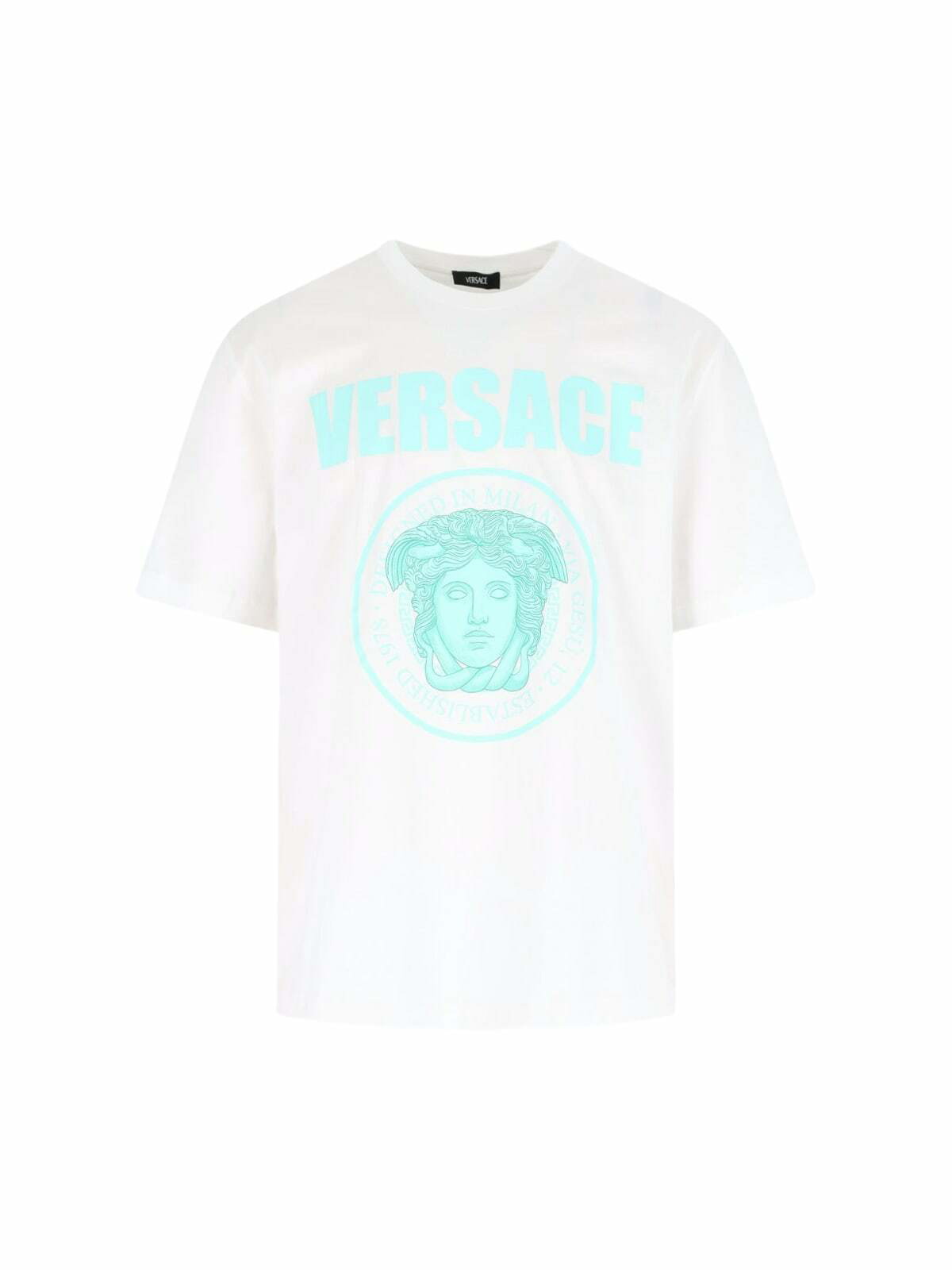 Tシャツ・カットソー VERSACE 'Medusa' logo print T-shirt Multicolor VERSACE Embroidered Logo Medusa T-Shirt, White – OZNICO