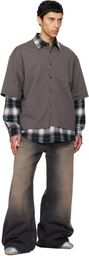 We11done Gray Check Layered Shirt
