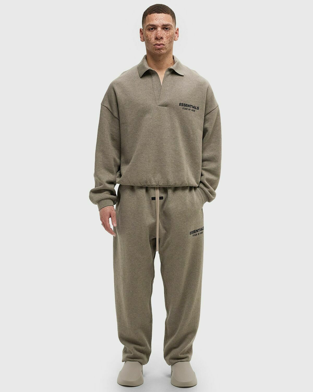 トップス FEAR OF GOD ESSENTIALS FLEECE POLO Fear of God Essentials Fleece Polo Light Heather Gray Men's