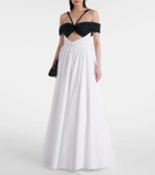 Giambattista Valli Cutout ruched off-shoulder cotton gown