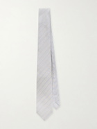 SAINT LAURENT - 7cm Striped Silk-Voile Tie - Blue