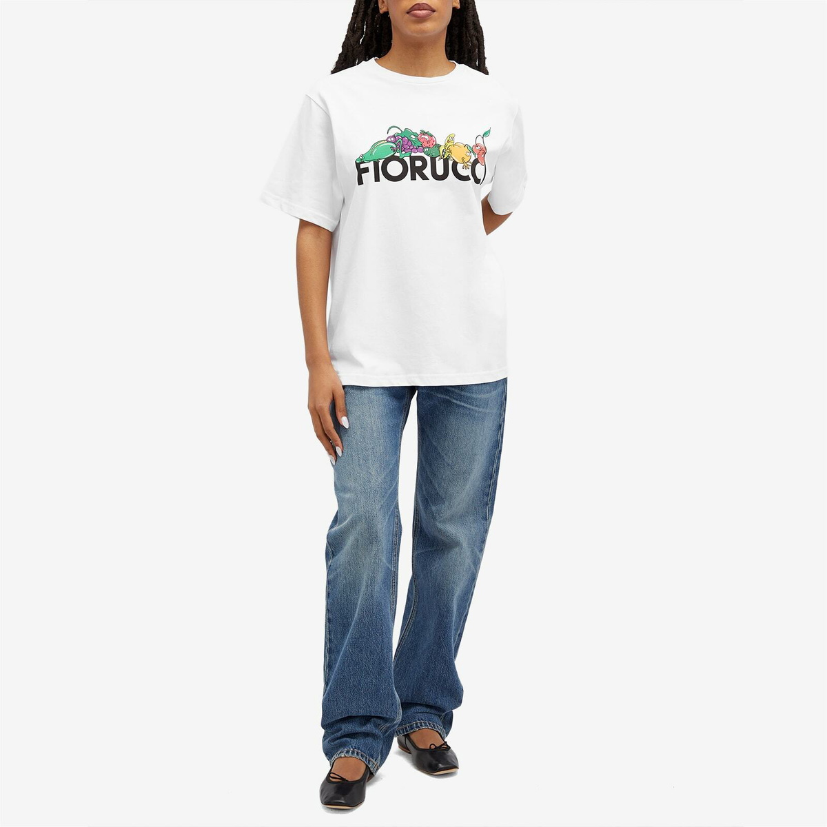 Fiorucci Women's Fruit Print Regular Fit T-Shirt in White