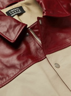Liberal Youth Ministry - Embellished Colour-Block Leather Varsity Jacket - Burgundy