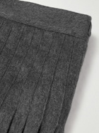 Off-White - Buckled Pleated Cashmere Kilt - Gray