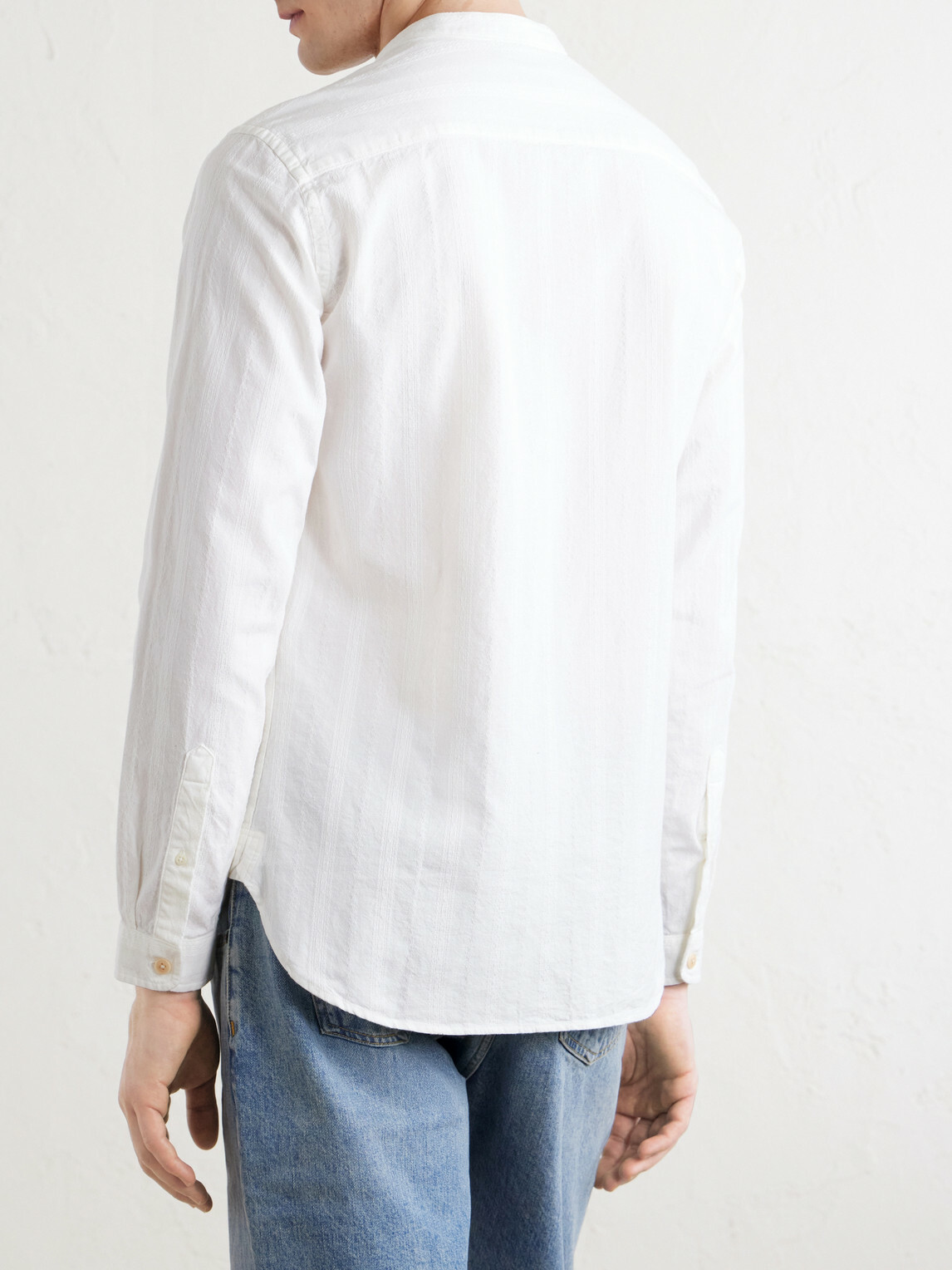 Oliver Spencer - Grandad-Collar Striped Cotton Shirt - White