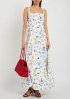 Alice + Olivia Polly Floral Linen-blend Midi Dress Multicoloured